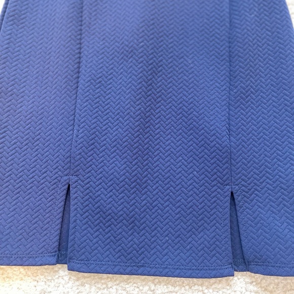 Blue Textured Sheath Mini Dress Fitted Sleeveless Career Preppy Chic Soprano - Picture 3 of 7